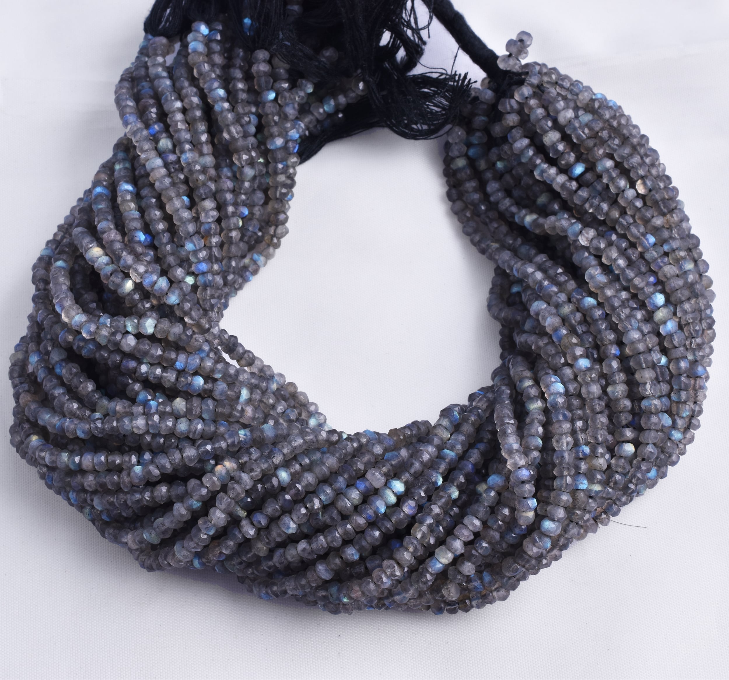Details about   Natural Gem Blue Fire Labradorite 5 to 6MM Faceted Rondelle Beads Necklace 19" 