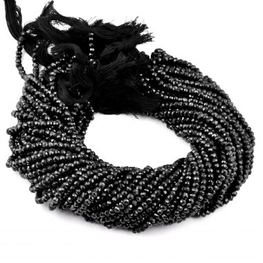 black spinel rondelle beads