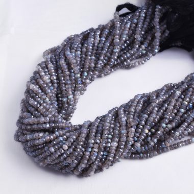 coated labradorite rondelle beads