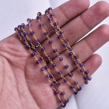 amethyst beaded rosary chain