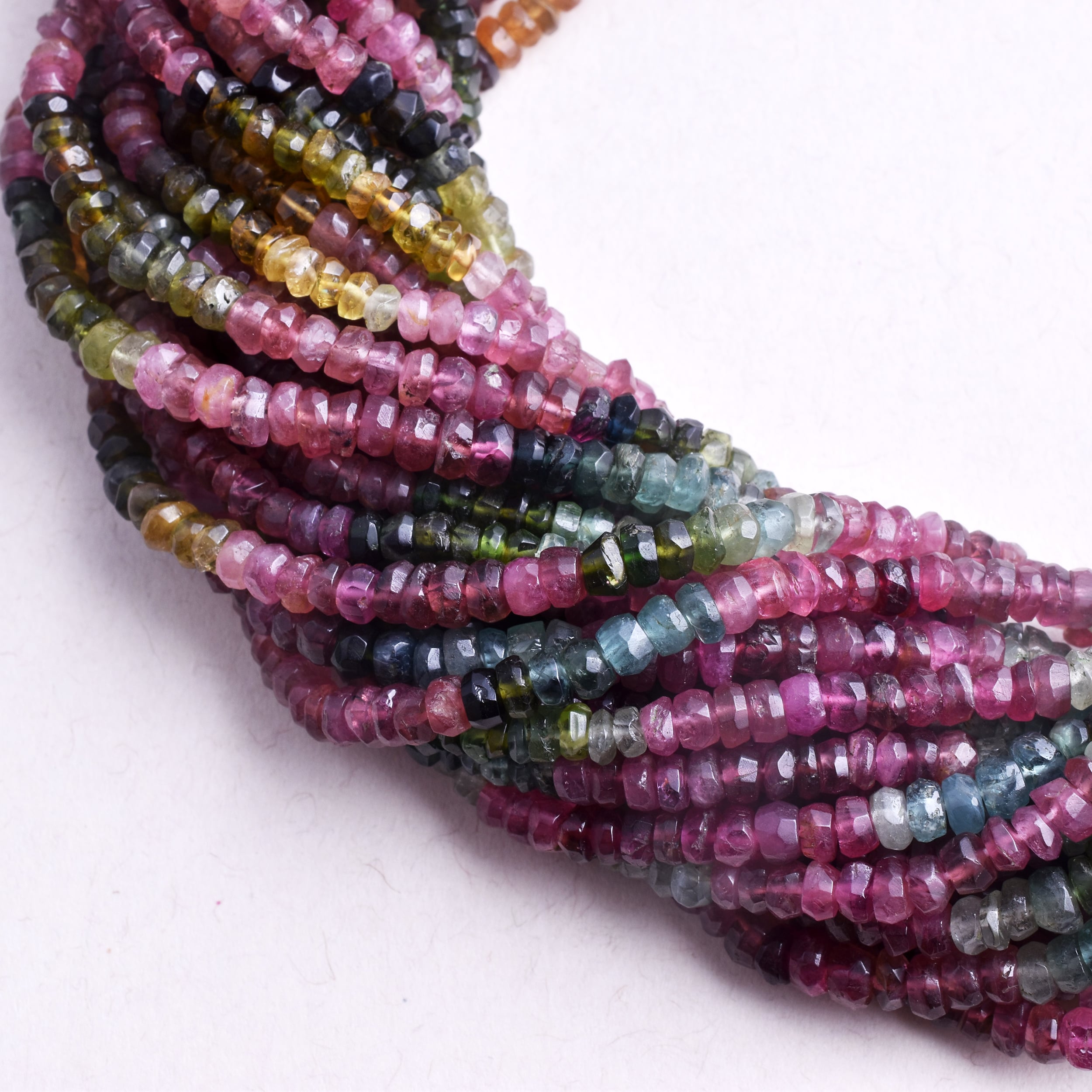 Natural 4 mm Multi Tourmaline Faceted rondelle full 13 inch strand