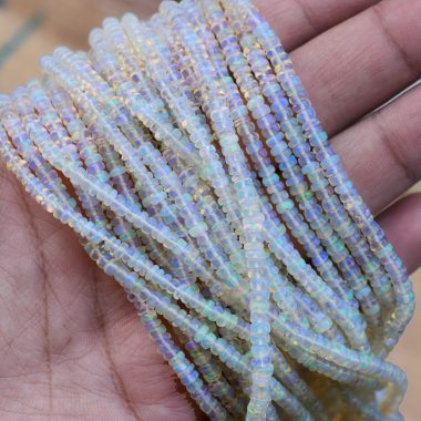 opal smooth rondelle beads