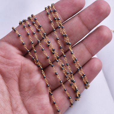 black hematite rosary chain