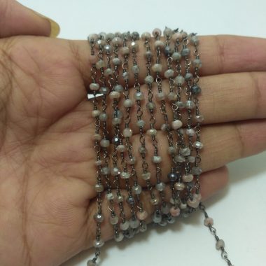 moonstone beaded rosary chain