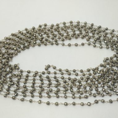 brown pyrite beaded rosary