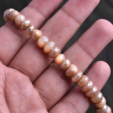 peach moonstone silverite beads