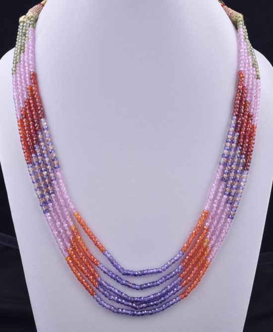 zircon rondelle beads necklace