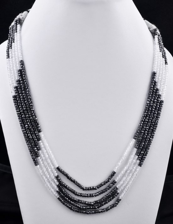 black white zircon necklace