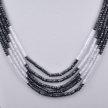 black white zircon necklace