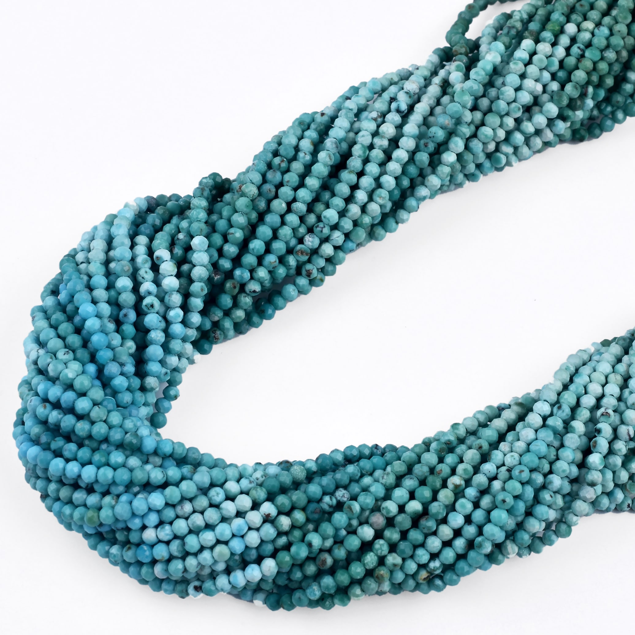 2-2.5mm Natural Micro Mexican Blue Turquoise Faceted Rondelle Beads