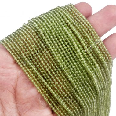 micro peridot faceted beads