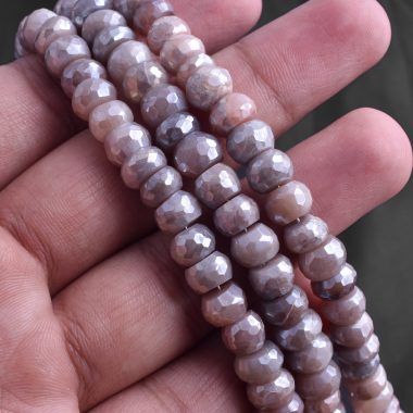 0range moonstone silverite beads