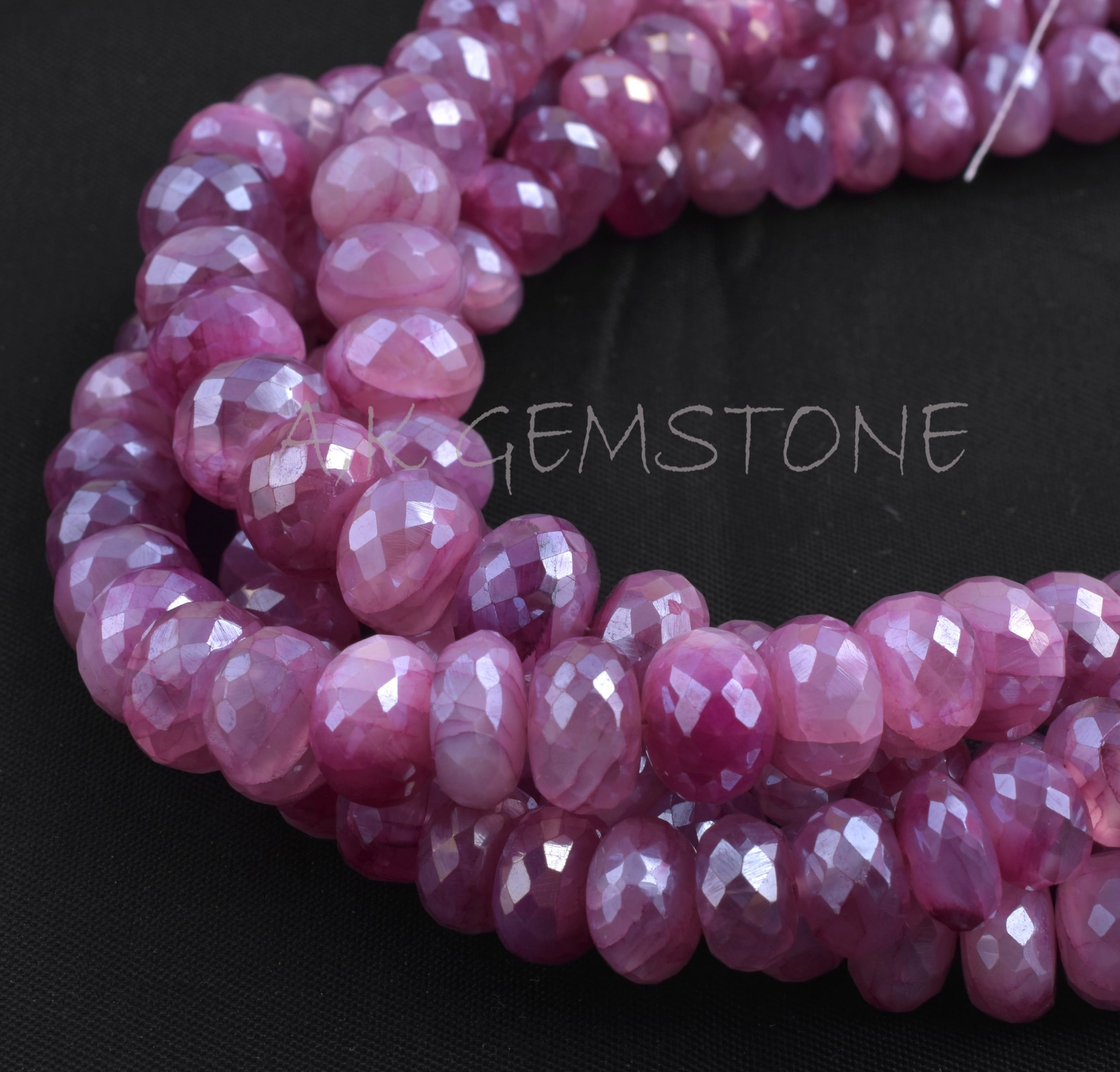 Coated Peach Moonstone Rondelle Gemstone Beads Mystic Peach Silverite Moonstone Faceted Beads Strand Moonstone Wholesale Gemstone Beads