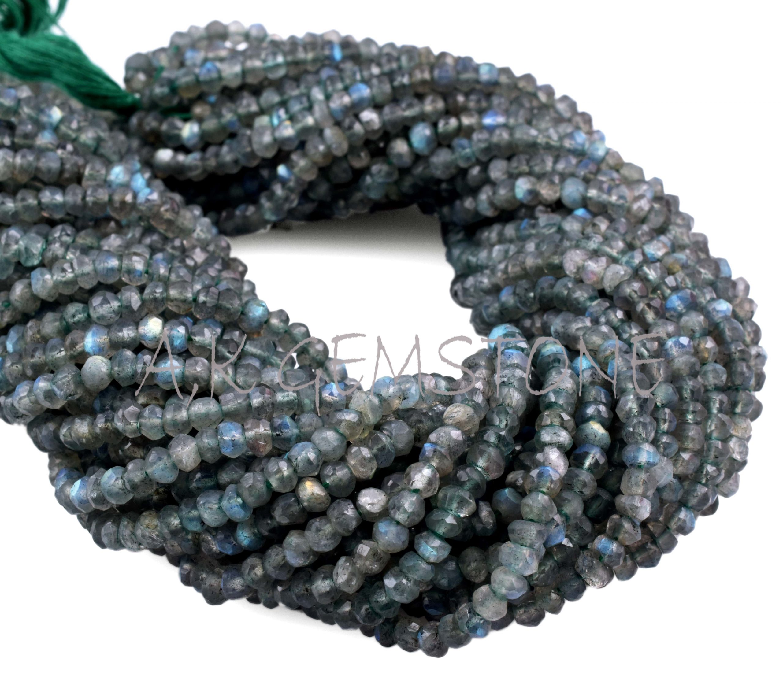 Natural labradorite Rondelle Faceted Gemstone Beads 13 Inch Strand 3mm