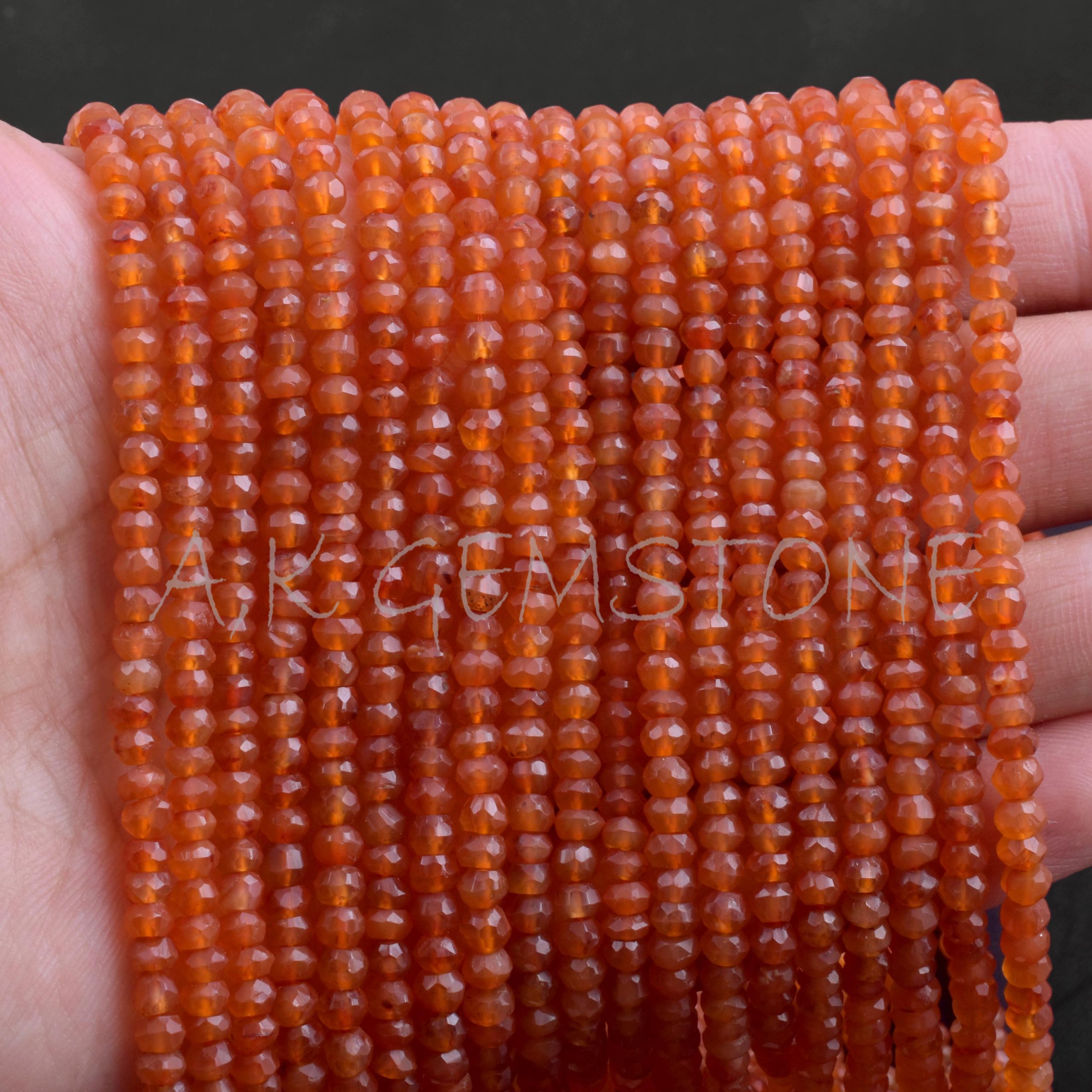 Top Quality Natural Carnelian Dark Faceted Beads Rondelles Gemstone Strand 13" 