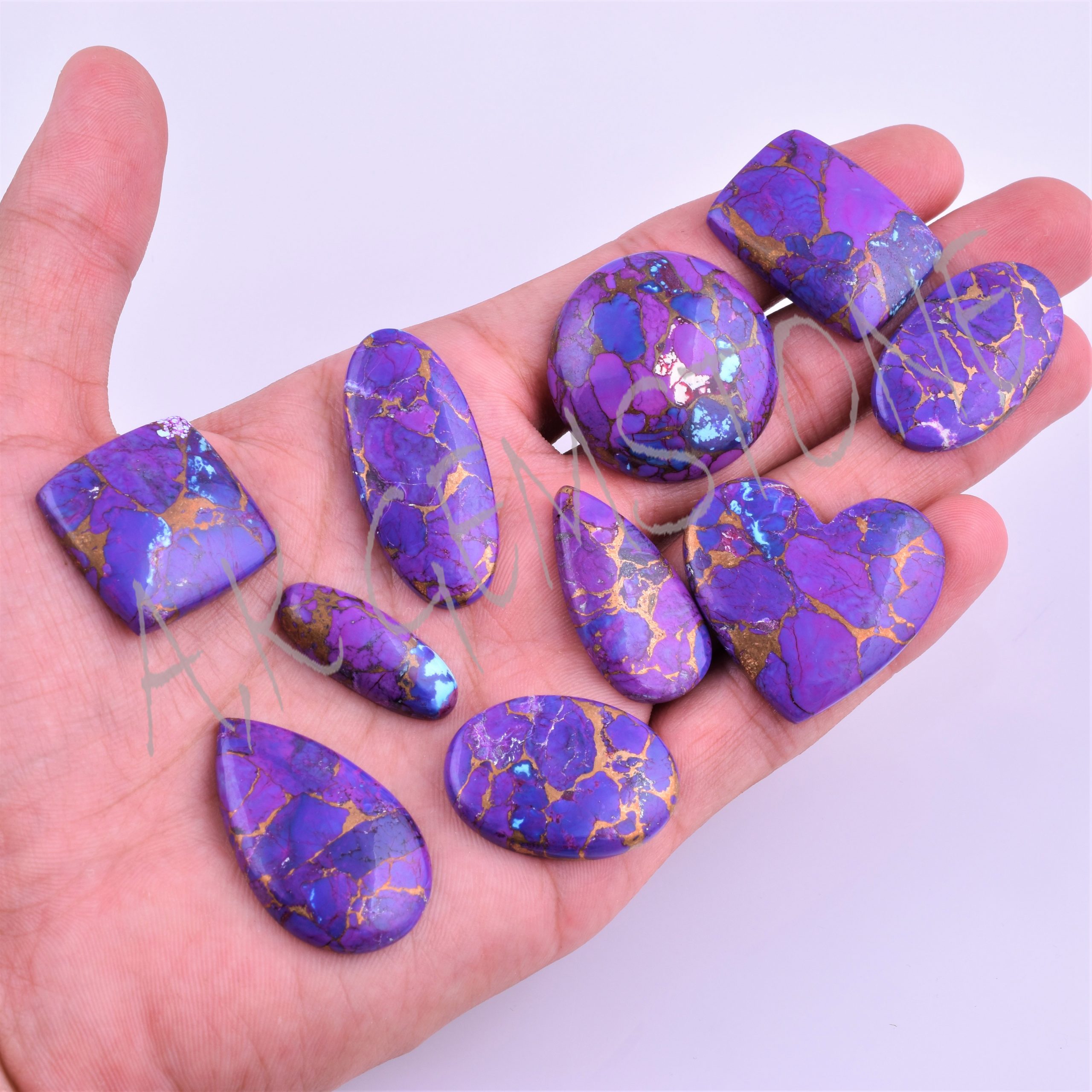Details about   40 Pieces 8x8 MM Round Natural Purple Copper Turquoise Cabochon Gemstones