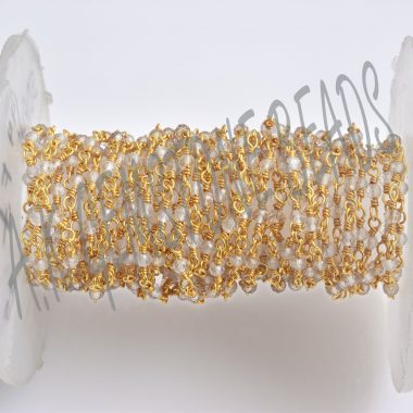 crystal quartz gold rosary chain