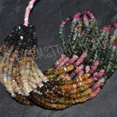 multi tourmaline square beads