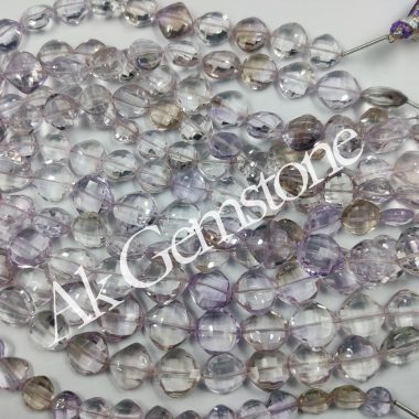 ametrine faceted cushion beads